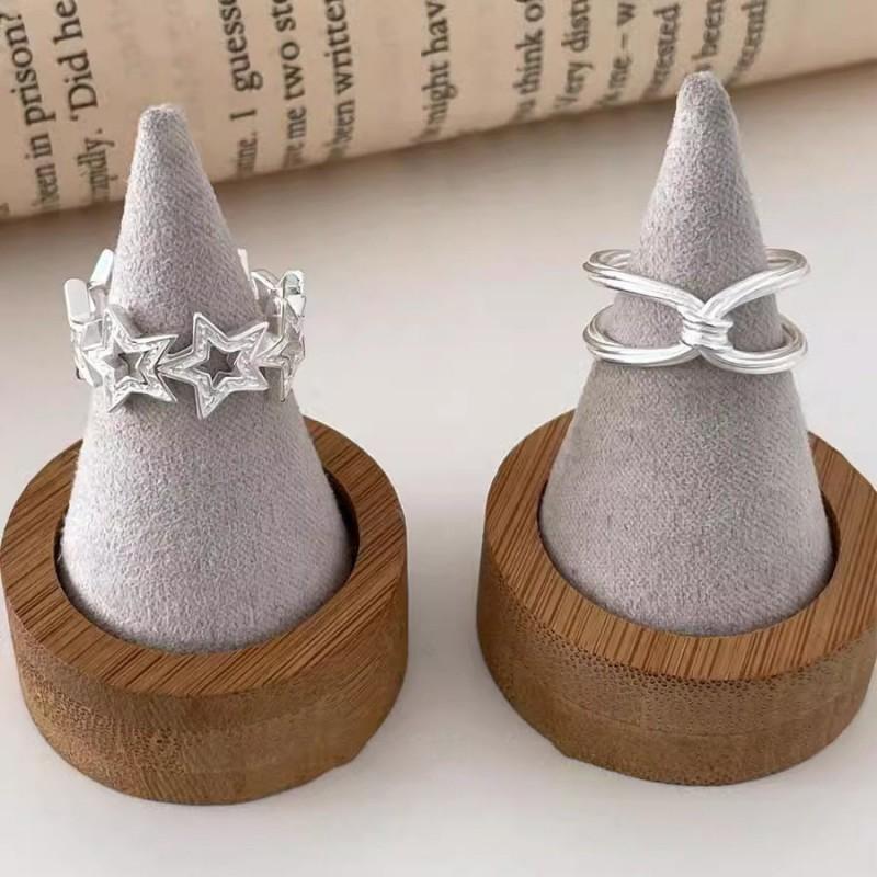Adjustable Open Ring Women Men Minimalist Star Cutout Geometric Stackable Finger Copper Plated Jewelry