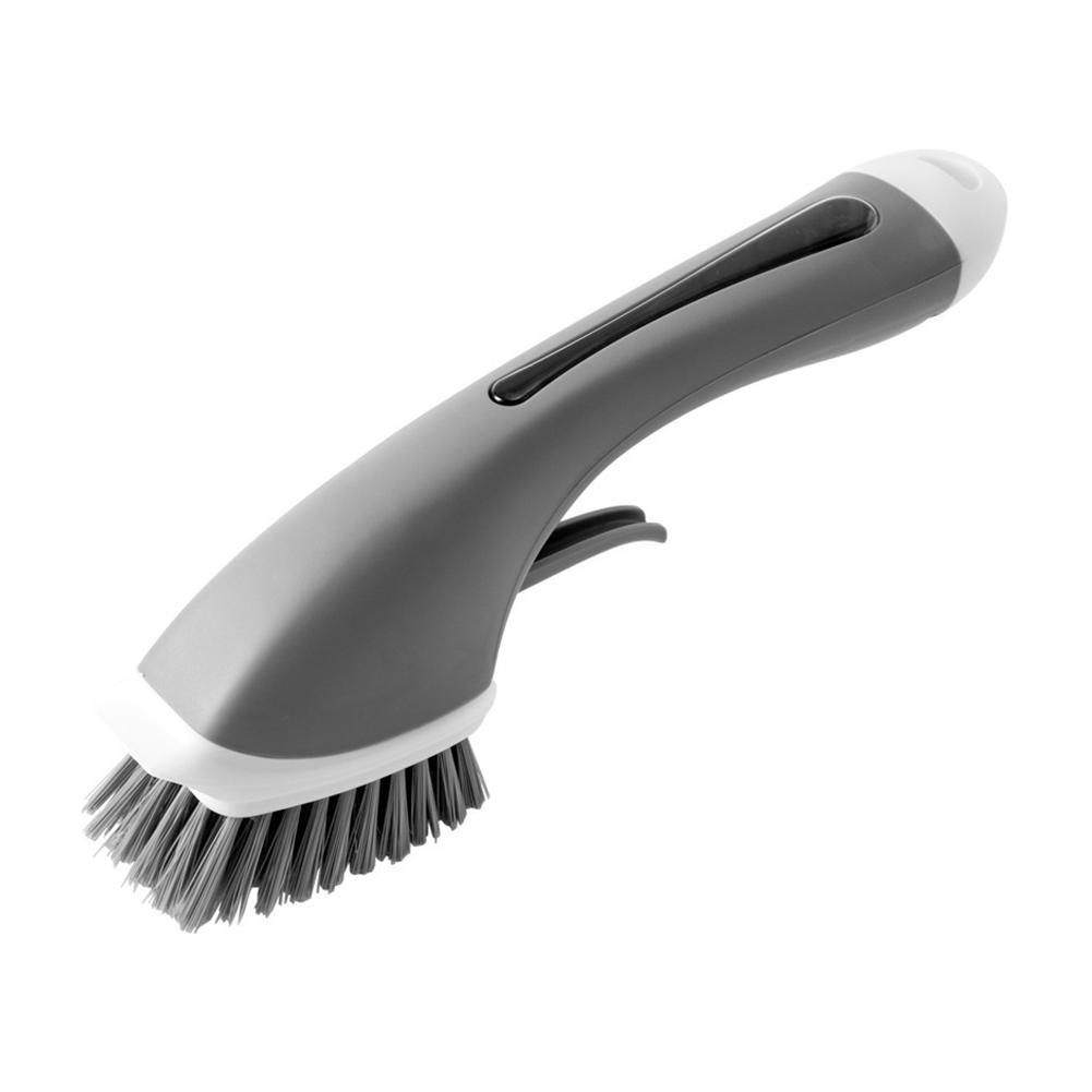 

Щетка для мытья посуды, автоматическая щетка для наполнения жидкостью, кухонная щетка для чистки с длинной ручкой 29.5x9.5x6.2cm серый