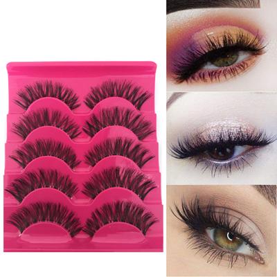 5 Pairs/Set False Eyelash 3D Effect Extension Thick Handmade Stems Makeup Natural Thick Soft Lashes for Girl