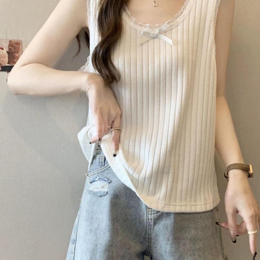 Spring/Summer 2026 Women's Plus Size Lace Trim Loose Camisole Tank Top