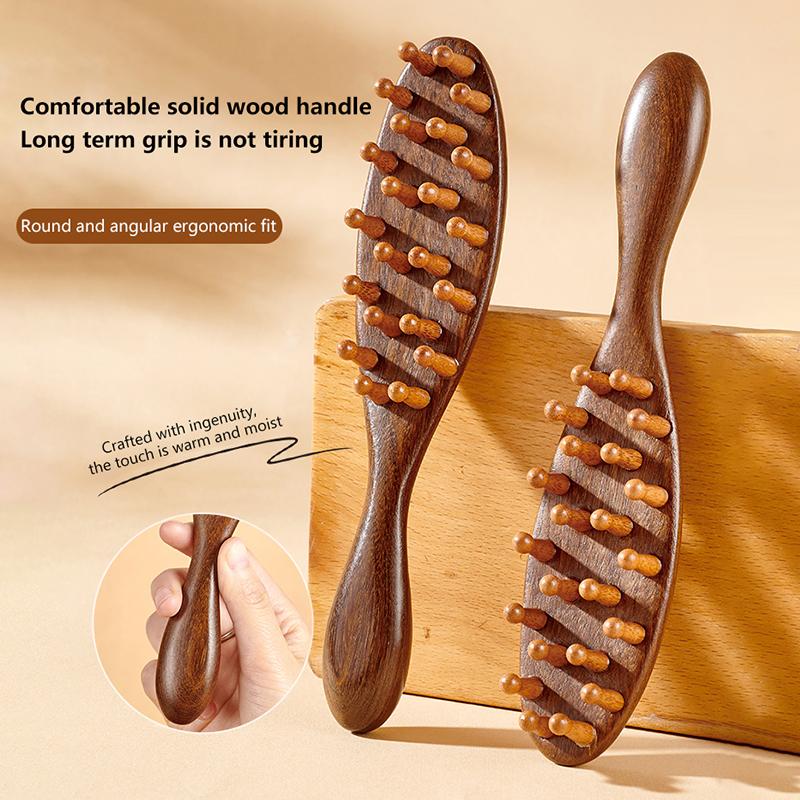 Multi-Functional Wood Therapy Massage Comb Scalp Head Massager Natural Sandalwood Circular Tooth Guasha Scraping Body Massager