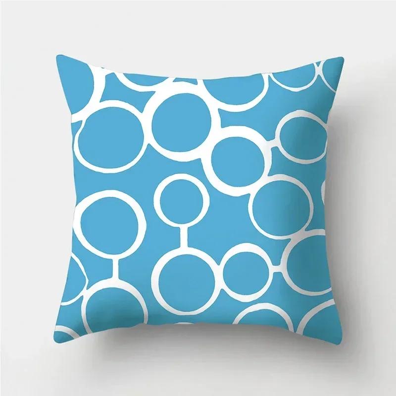 Blue Geometric Pattern Decorative Cushion Pillowcase Cushion Cover Throw Pillow Living Room Sofa Decorative Pillowcase