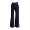 Fashionable and Versatile Dark Blue Micro-flare Jeans New High-waisted, Loose-fitting Horseshoe Trousers