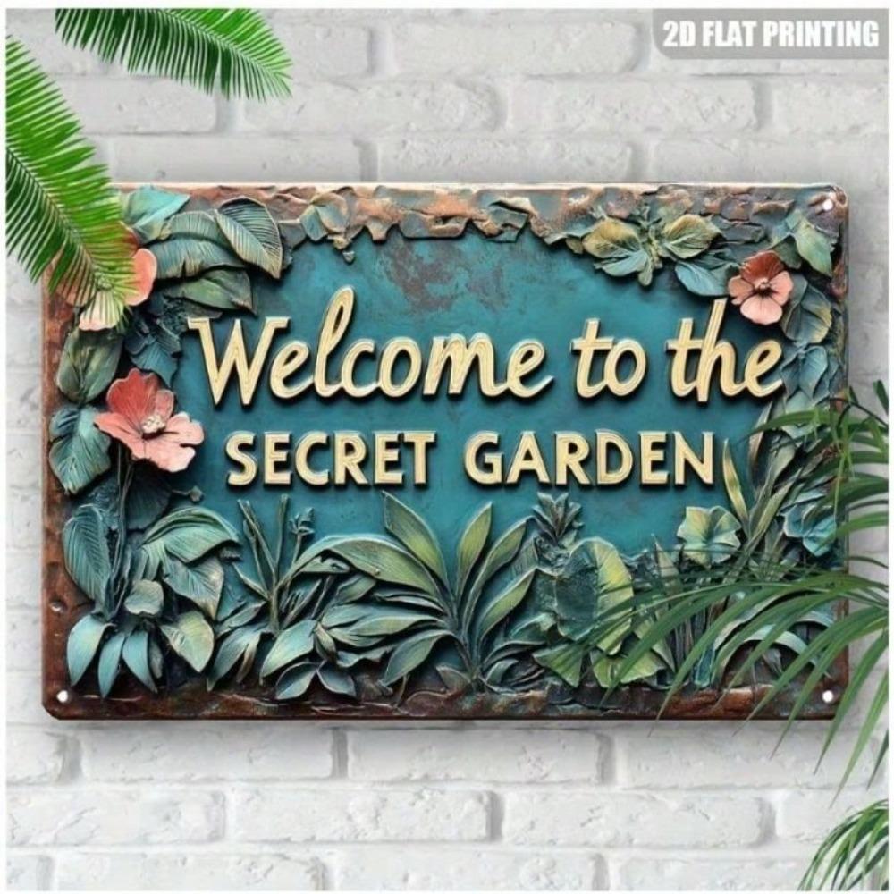 Metal Poster Wall Art Vintage Secret Garden 8x12 inch Farmhouse Kitchen Decor