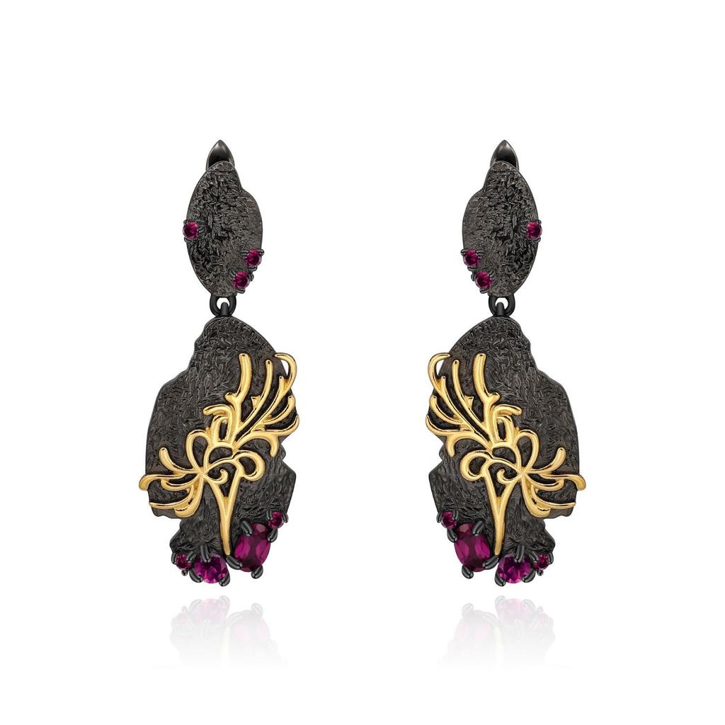 Original Designer High-End-Edelstein-Ohrringe, personalisiertes Design, S925-Silber, natürliche Rosen-Granatapfel-Ohrringe