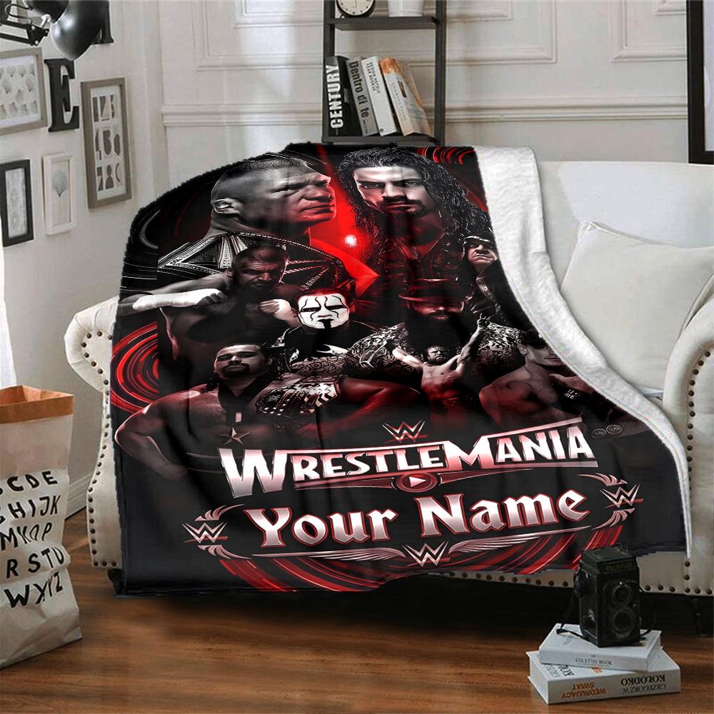 Wrestlemania Customize Text Blanket Cozy Customizable Blanket Durable Comfort Perfect for Nap Chair Living Room Office Four Seasons Multipurpose