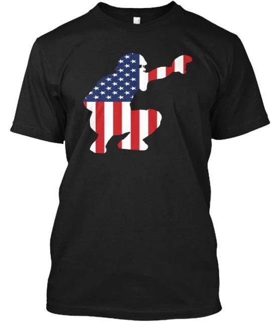 

Baseball Catcher American Flag T shirt Made in the USA Size S to 5XL L