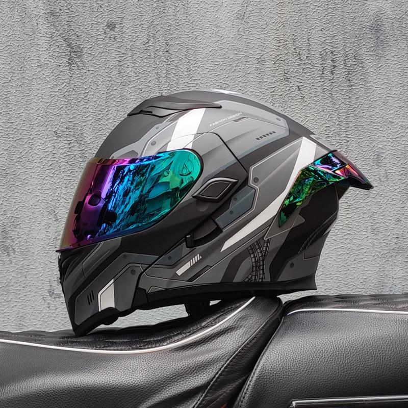 E5GOrz Flip-up Motorcycle Helmet for Men & Women – Full Face, All-Season with Bluetooth Slot, Big Tail Wing, 3C Certified