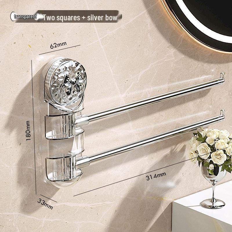 Rotating Wall-Mounted Towel Rack with Suction Cups - Punch-Free, Multi-Functional, Multi-Pole Design for Bathrooms