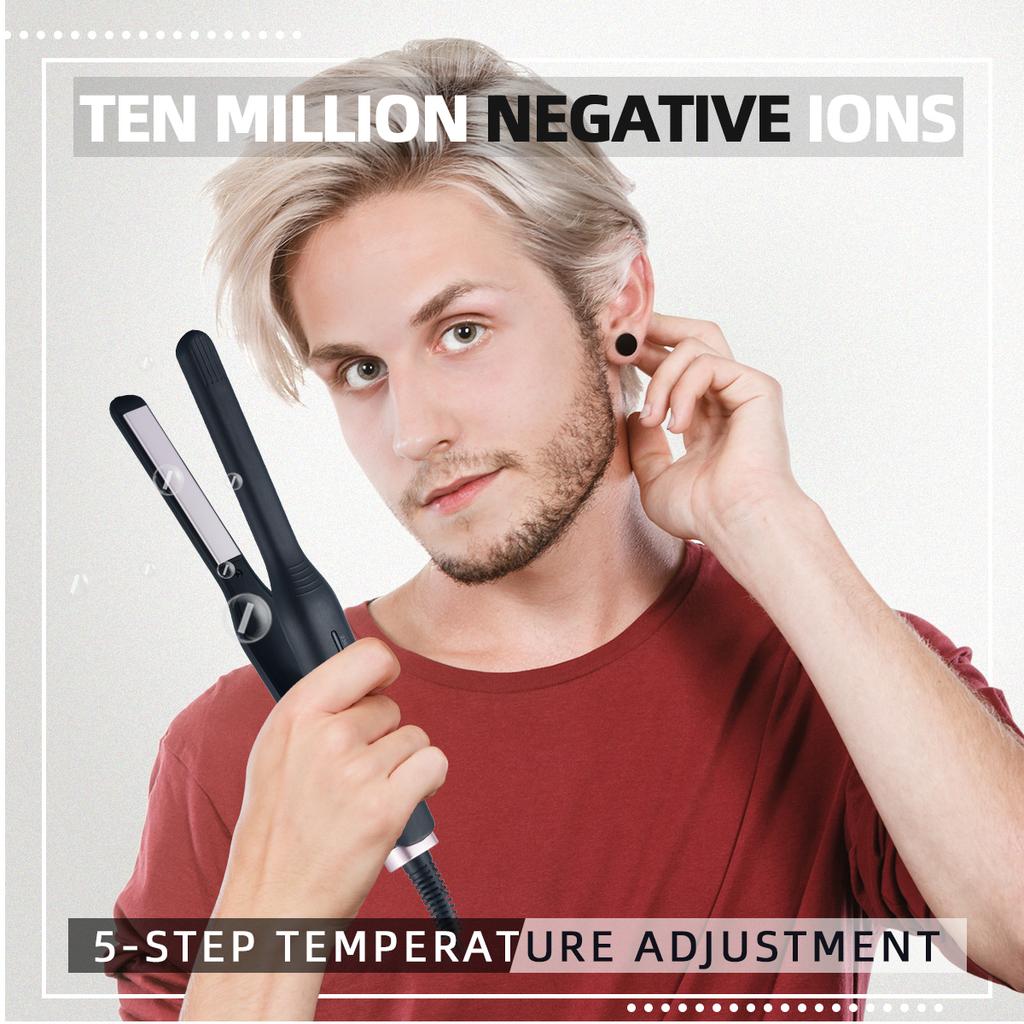 2 In 1 Professional Hair Straightener Hair Curler Ceramic Fast Heating Flat Iron For Short Hair Women And Men Beard Straightener