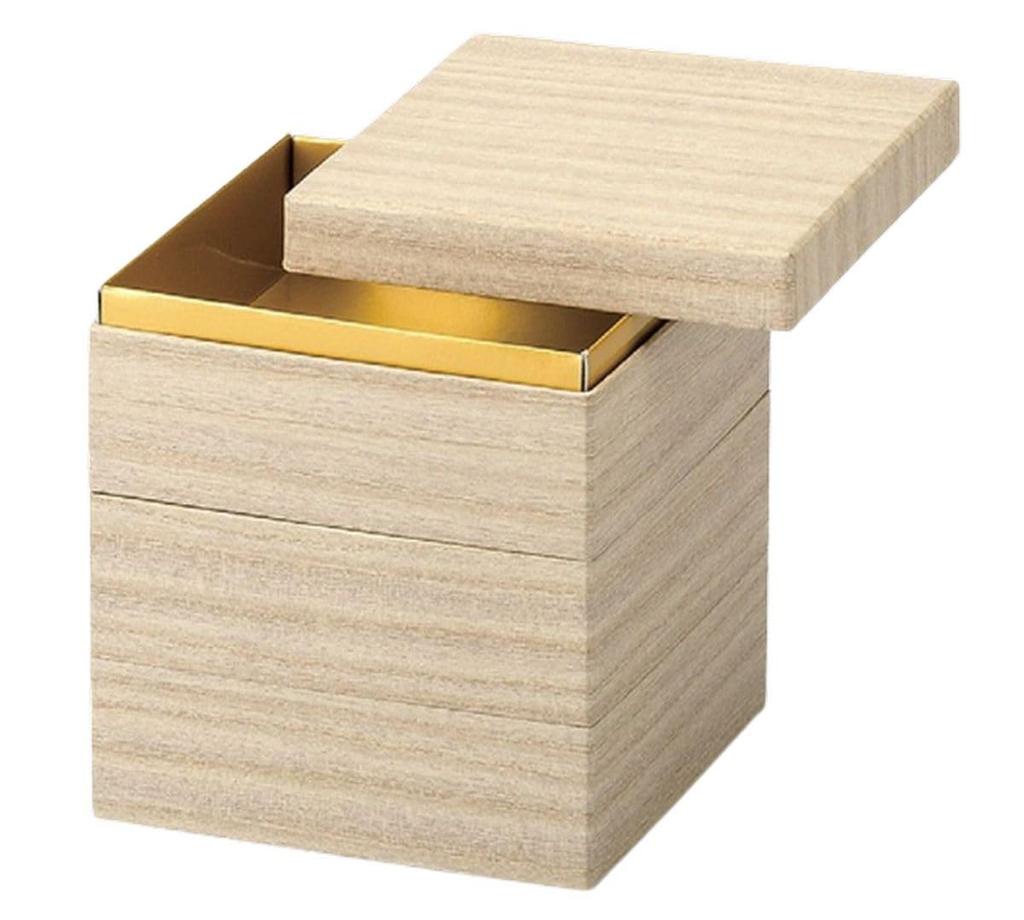 Recreational Bento Box Made in Japan 3 Tiers Dimensions Japanese Paper Fukutou Wood Grain x x J-kitchens (Lunch Box) 4.5 14.3cm 14.3cm 16.2cm