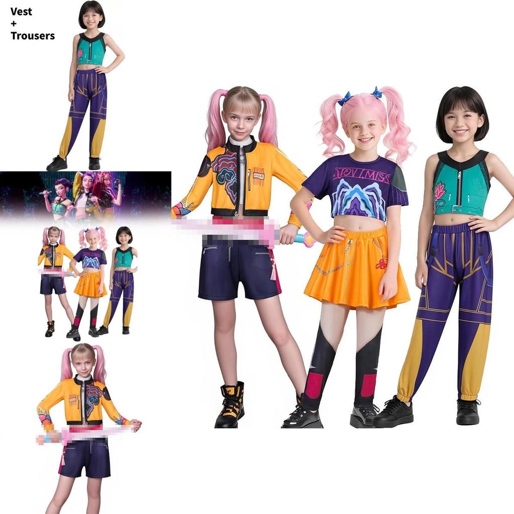 Kpop Demon Hunters Rumi Mira Zoey Cosplay Dress For Kids Halloween Party Costumes