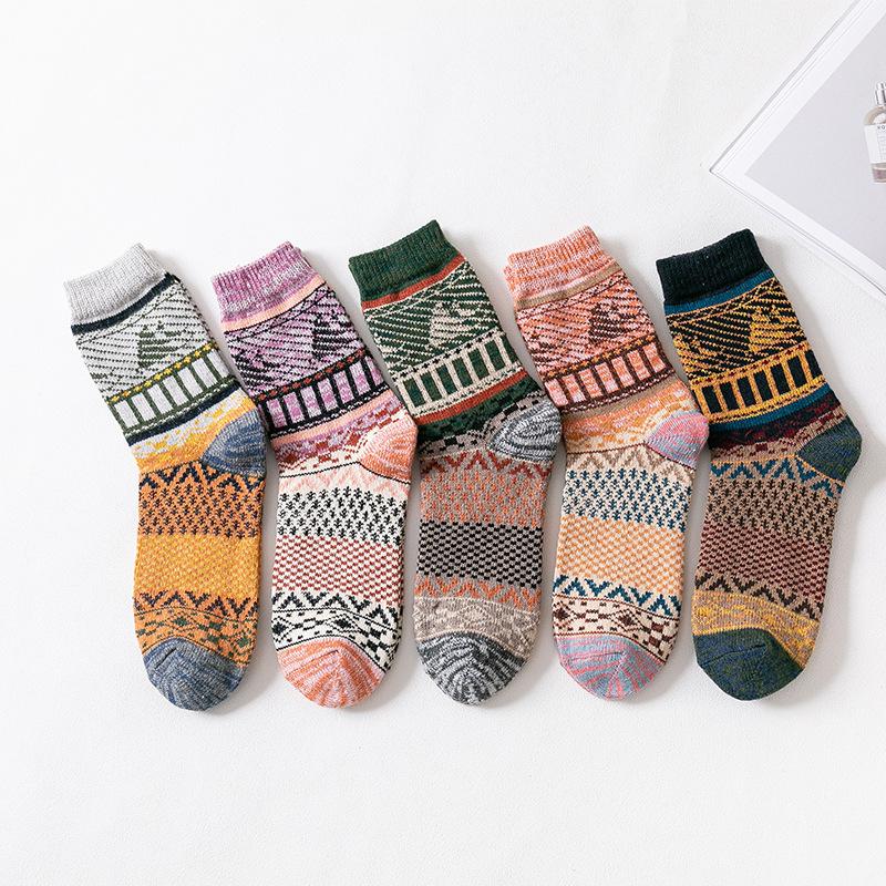 5 Pairs of Thick Woolen Socks for Men, Winter Sail Thick-lined Men's Mid-calf Socks