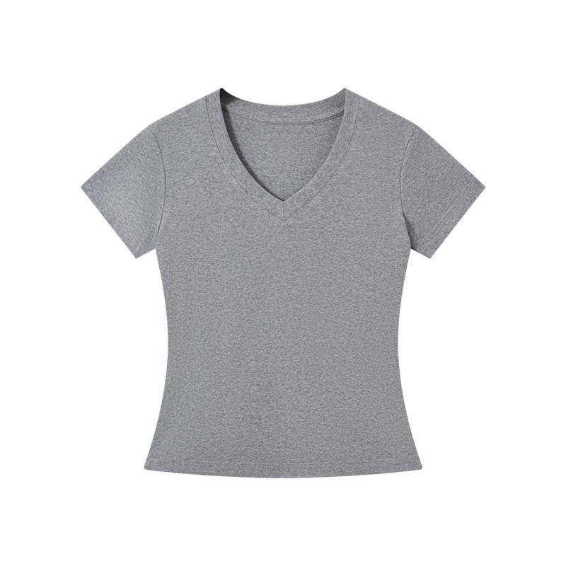 Casual White Cotton Blend Vneck Tshirt For Teen Girls Summer Wear