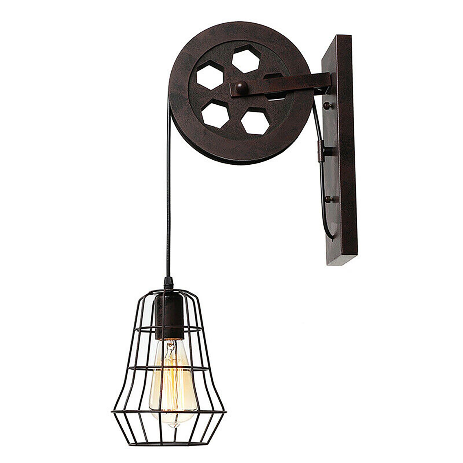 

19.6 x 6.5 Country-Style Vintage Wall Lamp Industrial Retro Rusted Pulley Wall Light for Living Room and Bedroom Lighting чорний