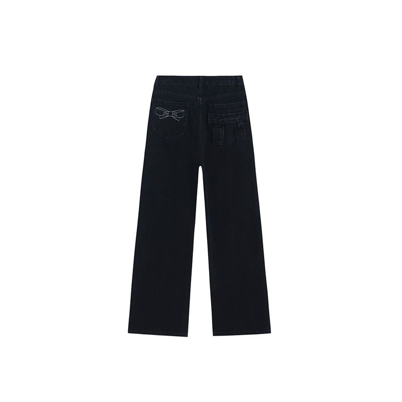 Black Narrow Wide-Leg Jeans for Women, 2026 Summer New Style, High-Waisted, Slimming, Straight-Leg, Floor-Length Pants for Plus-Size Girls