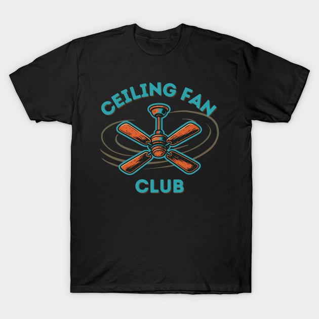 

Men Black Print T-shirt Ceiling Fan Club – Retro Fan T-Shirt No-Cut Transfer Paper Print Cotton Tshirt XL