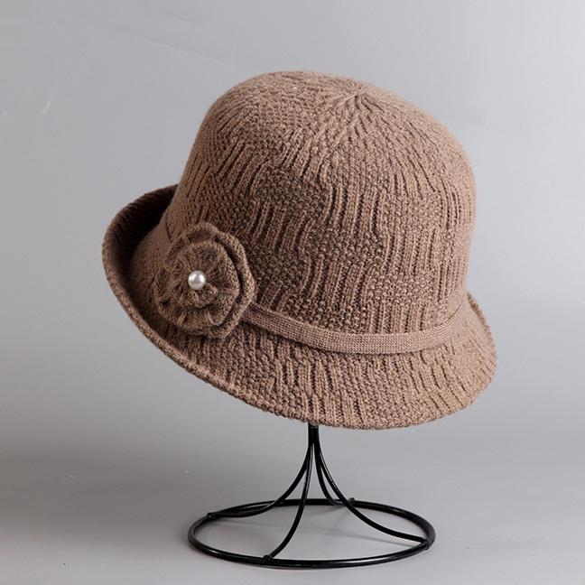 Women 1920s Vintage Knit Bucket Hat - Winter Derby Bowler Fisherman Hat Round Brim Bucket Hat Women