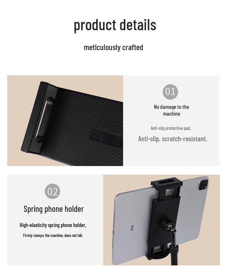 Adjustable Metal Telescopic Phone & Tablet Holder with Round Base