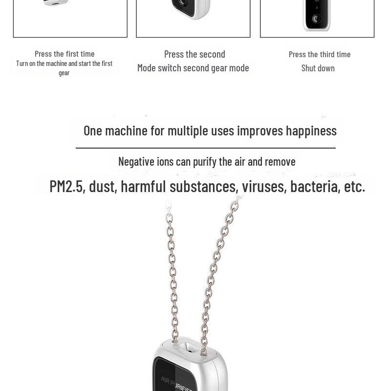 Portable Neck-Hanging Negative Ion Air Purifier Mini 
