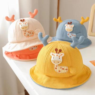 Cute Cartoon Baby Bucket Caps for Boys Girls Solid Color Infant Fisherman Hats Spring Summer Toddler Kids Sun Hat 10-24M