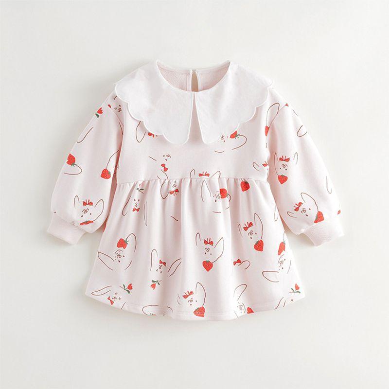 Mark Jenny Girls  Rabbit-Printed Doll Collar Dress Children s Dress Baby Spring Outfit New Model 241186 Rabbit All over Print 110