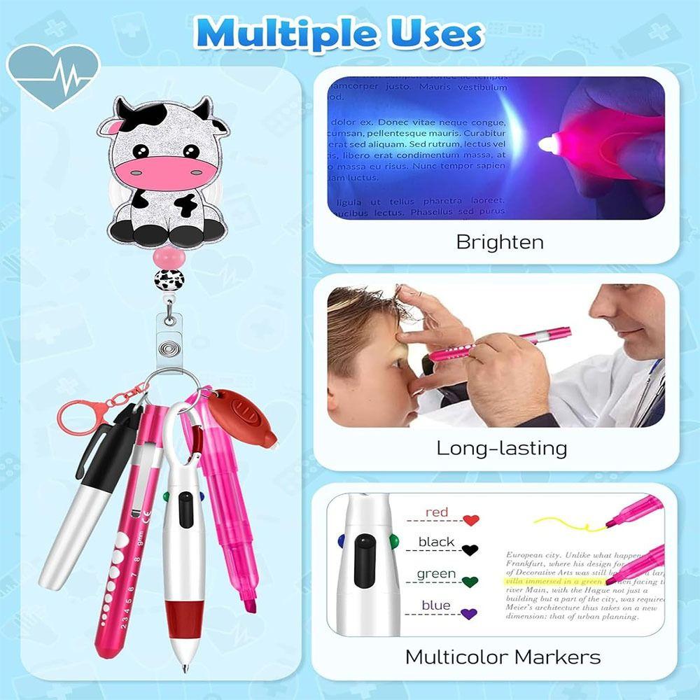 

Keychain Student Badge Set Retractable Badge Reel Holder Gift Nurse Badge Clip 6