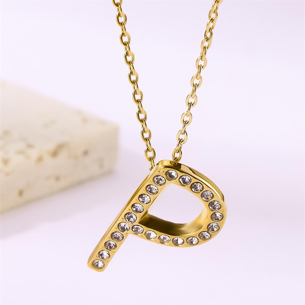 Atoztide Zircon Letter Pendant Necklace for Women Men Full Stone Alphabet Initial Name Monogram Charm Necklace Jewelry Gift