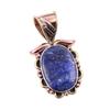 Natural Lapis Lazuli 925 Solid Sterling Silver TwoTone Gift Pendant 1.25" I9l59