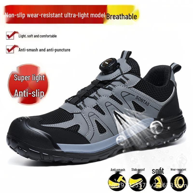 Summer Breathable Steel Toe Work Shoes - Men's Anti-Smash, Anti-Puncture Construction Safety Footwear