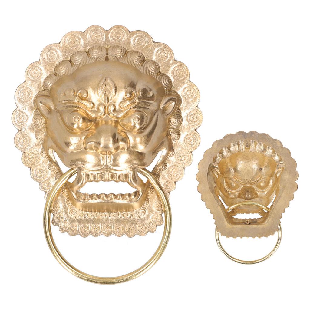 Antique Door Knocker Handle Brass Double Door Handle for Wooden Courtyard Side Door