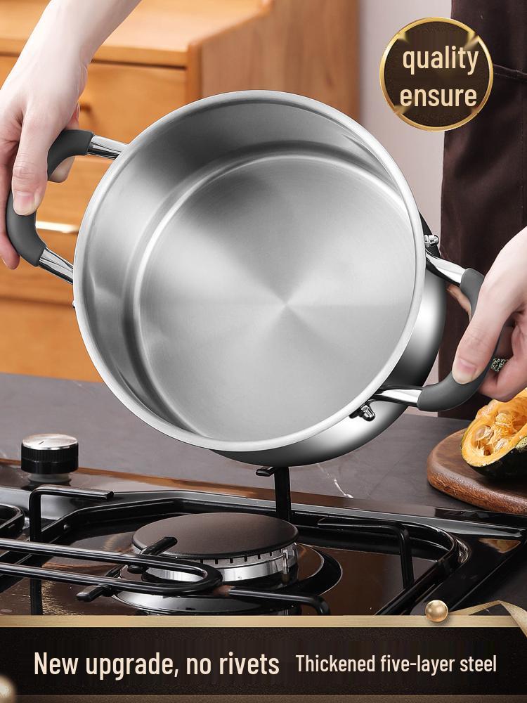 Extra-High 316L Stainless Steel Steamer Pot, Rivet-Free, Anti-Scald, Large Capacity for Porridge/Soup