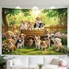 Hundeliebhaber Wandteppich Wandbehang Haustierkunst Wandbild Bauernhaus Rustikal Hund Garten Welpe Dekor Kinderzimmer Geschenk Leinwand Wohnkultur