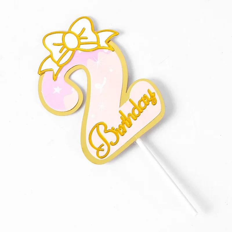New Digital Decoration Happy Birthday Number Cake Insertion 0 1 2 3 4 5 6 7 8 9 Cake Topper Girls Boys Baby Party Supplies Decor