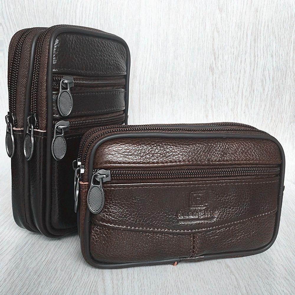 Wear-resistant Purse Phone Bag Cow Leather Men Waist Pack Belt Bags Coin Waist Bag Wear Belt Pocket