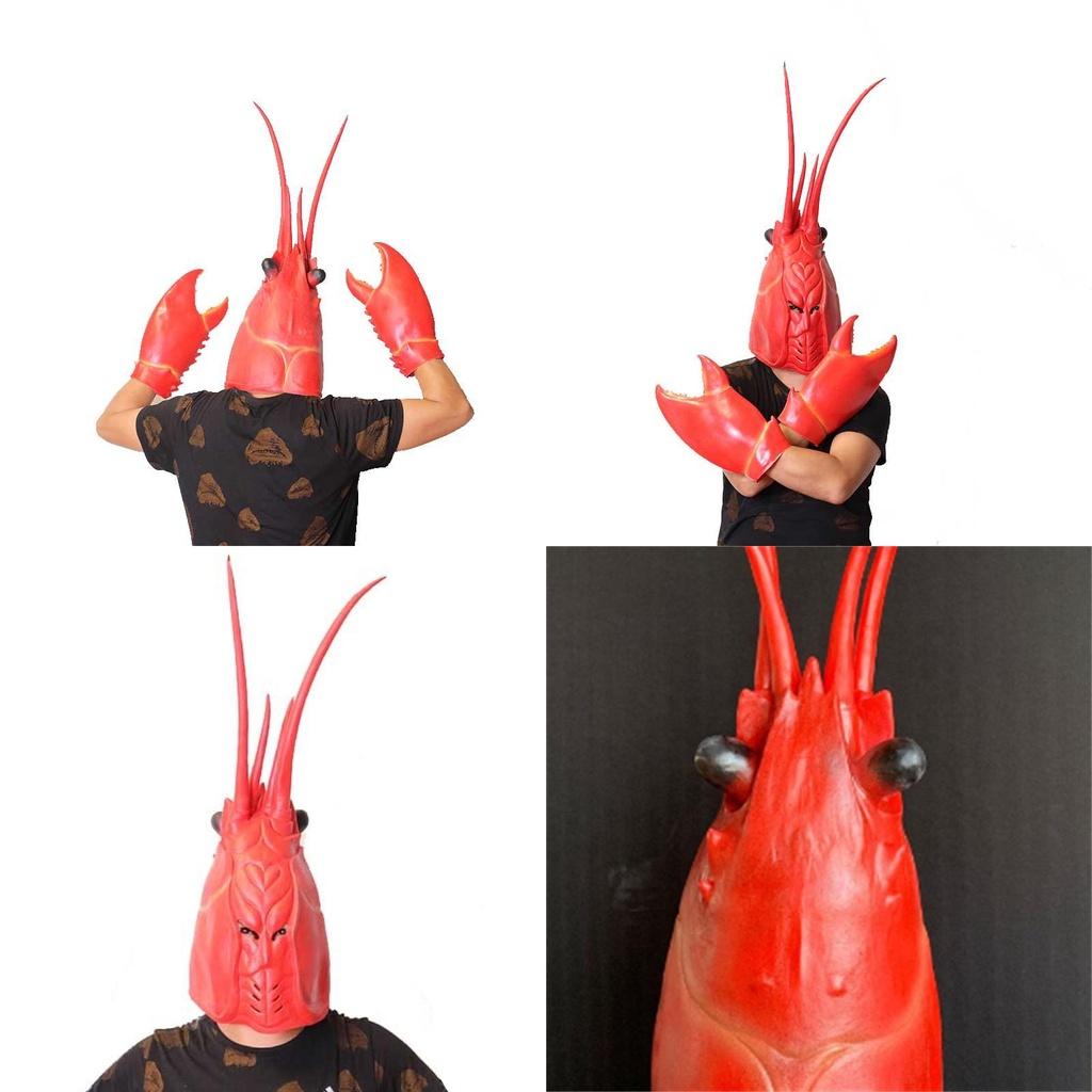 Dragon Lobster Head Mask Creative Latex Gloves For Stage Performance Festive Cosplay Accessories