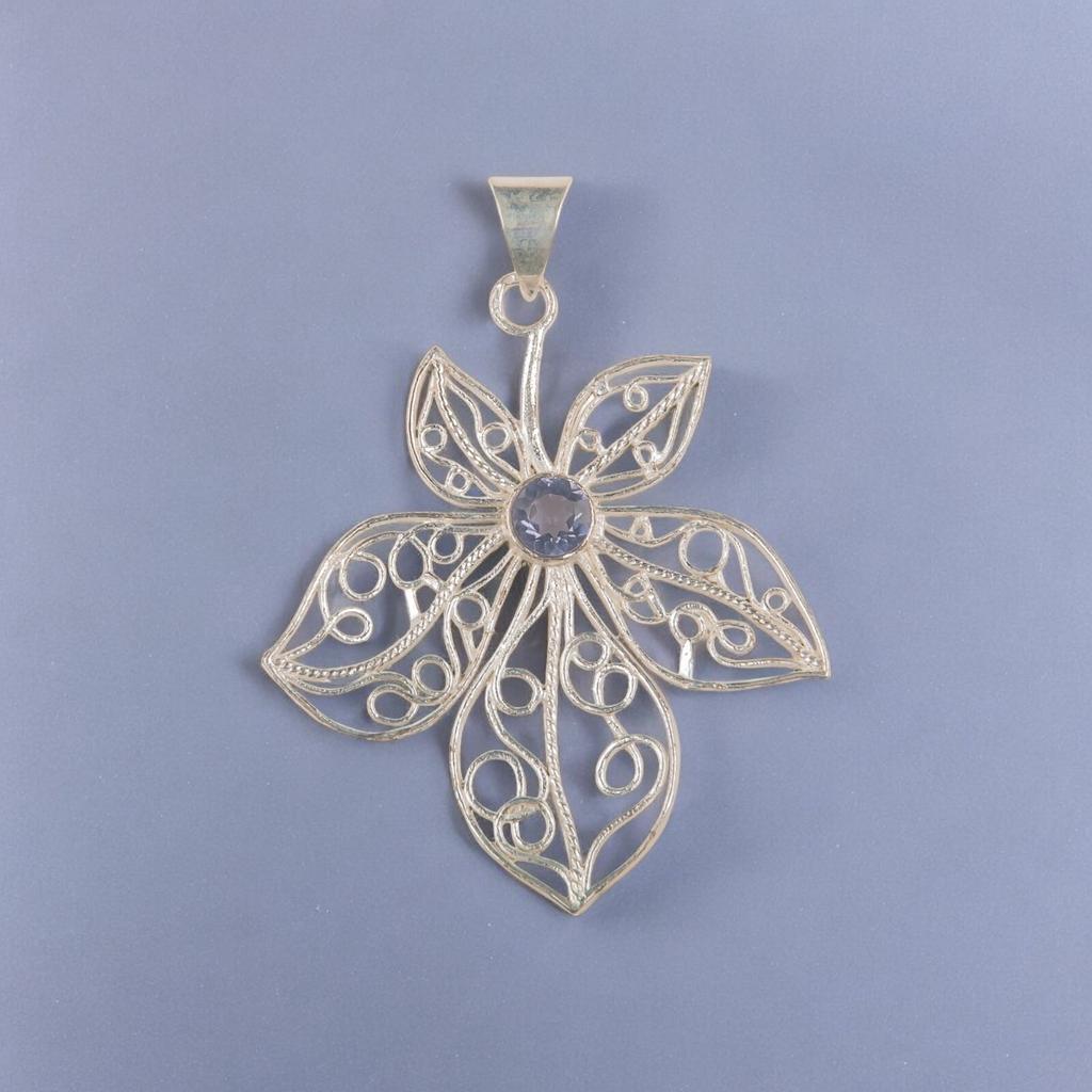 Seltenes Iolith Edelstein 925 Sterling Silber Schmuck Handgefertigt Designer Anhänger 2,29" CP-19-11