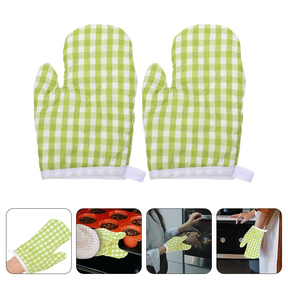 2 Pcs Oven Mitts Heat Resistant Kitchen Gloves Hand Protection Polyester Baking Supplies Cooking Accessories Microwave Mitts