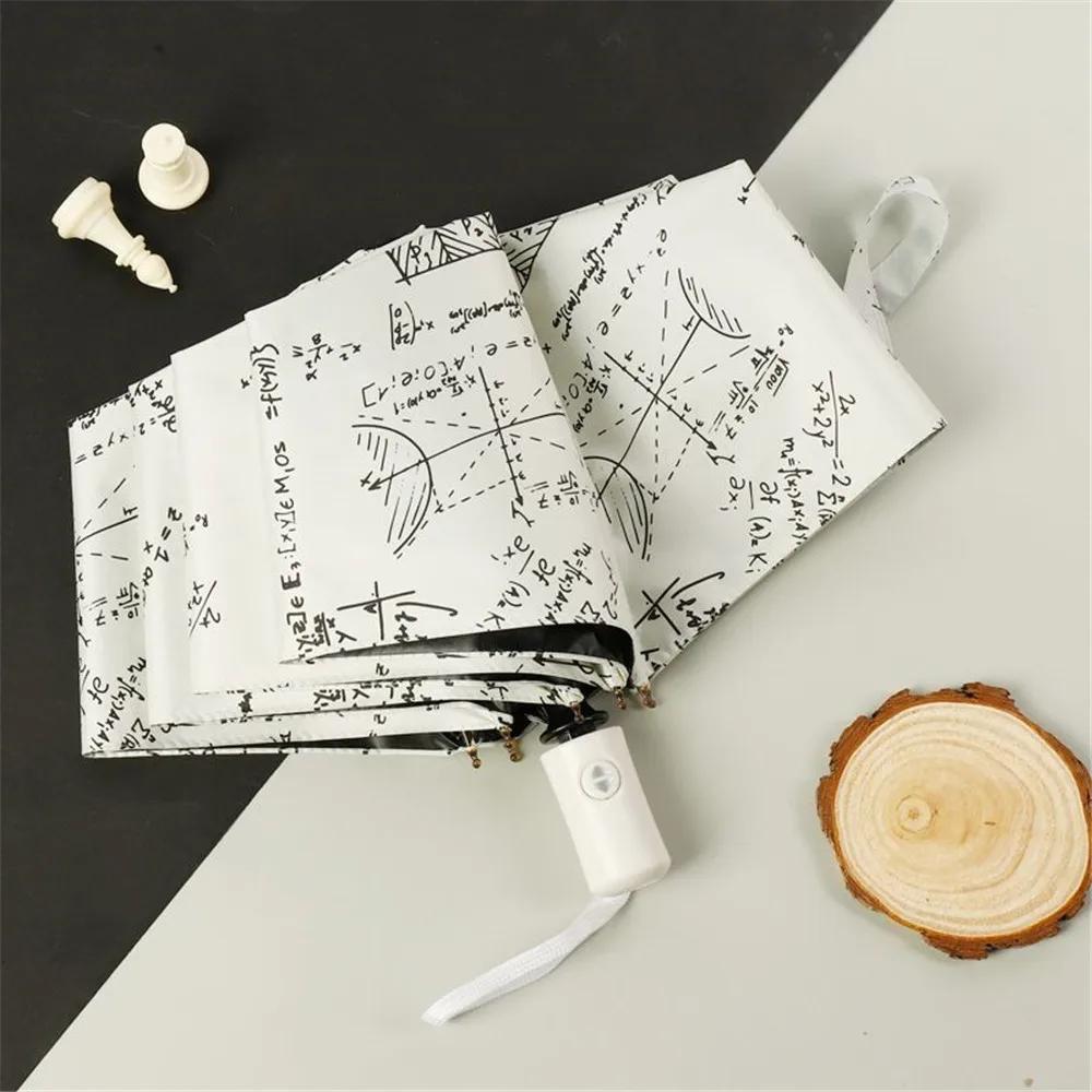 Folding Sun Umbrellas Automatic Umbrella Portable Student Mathematics Umbrella Travel Anti-UV Parasol Gifts For Friends Design