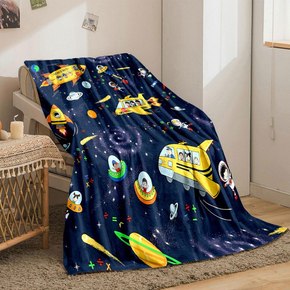 Space Bus Space Adventure Kids Blanket bedroom Blanket for Livingroom Couch lunch break Soft throw for Friend's festival Gift