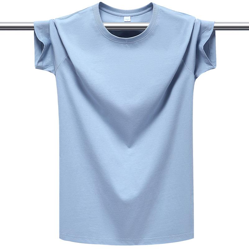 

Летняя мерсеризованная хлопковая футболка Ice Feeling с короткими рукавами, мужская повседневная свободная футболка Ice Feeling с короткими рукавами 4XL светло-синий