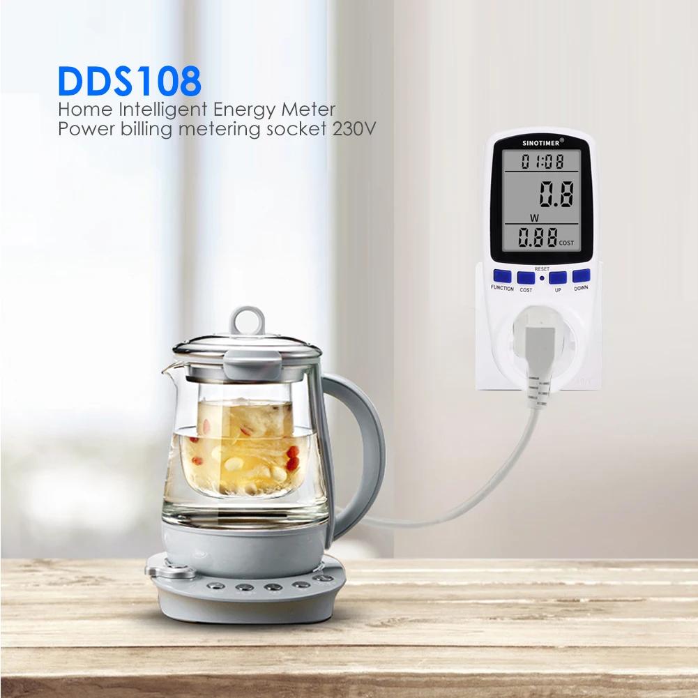 220V Digital Wattmeter AC EU Power Meter LCD Electricy Consumption Meter Socket Wattage Kwh Energy Meter FR US Power Analyzer