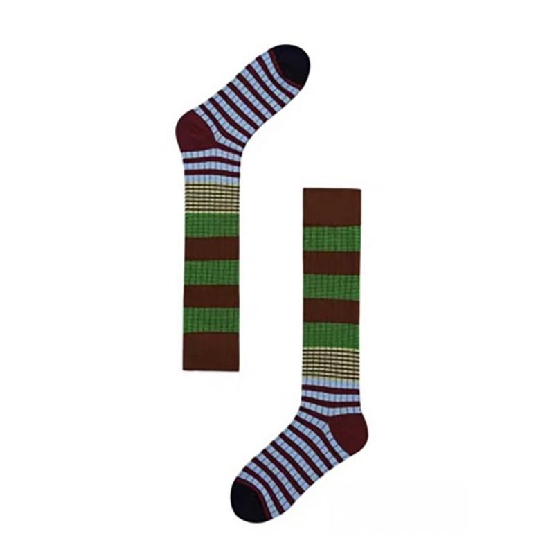 Knee Highs Long Stockings Calf Socks Halloween Cosplay Festival Stockings Colorful Striped Stockings Knee Highs  Socks зелёный