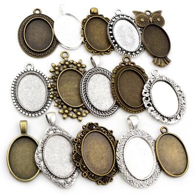10st 18x25mm Innerstorlek 5 Färger Pläterad Klassisk Stil Cameo Cabochon Bas Fästen Berlocker Hänge Halsbandstillbehör
