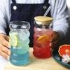 350/480ml With Lid And Straw Set Of 2pcs Heat-resistant Wave Cup Beer Juice Ice Coffee Cups Cocktail Fruit Glass Drinkware