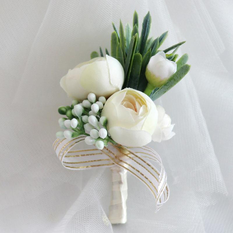 Flowers Corsage Pin Buttonhole Men Wedding Bracelet Bridesmaid Wedding Buttonhole Witness Corsage