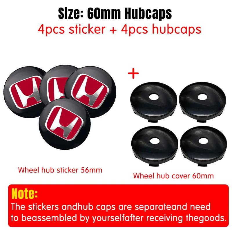 4pcs 56mm 60mm Car Wheel Center Hub Center Cap Rim Hub Dustproof Cover Emblemem For Honda Accord CRV XRV Civic Odyssey ahn256