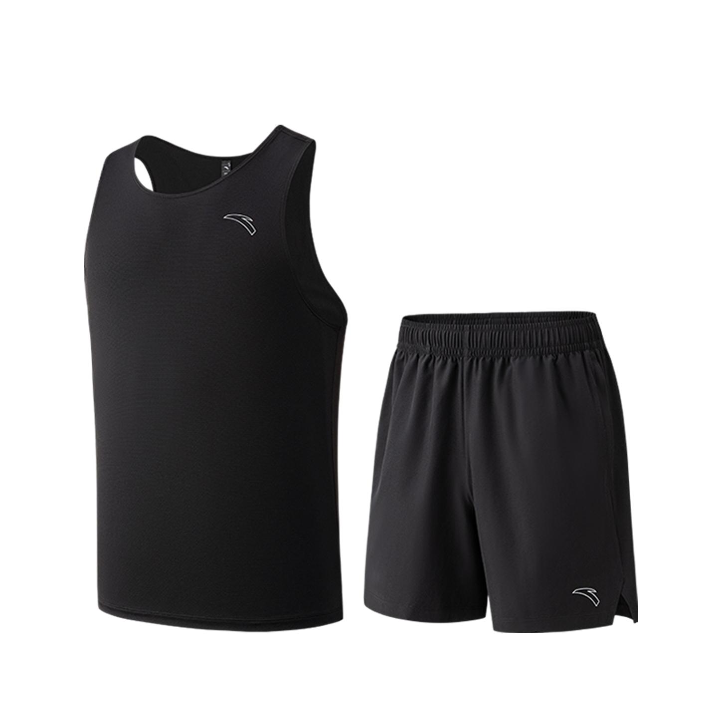

Anta Mens Sleeveless Top And Shorts Summer Casual Sports Set Men sets Basic-Black 952625206-4 S