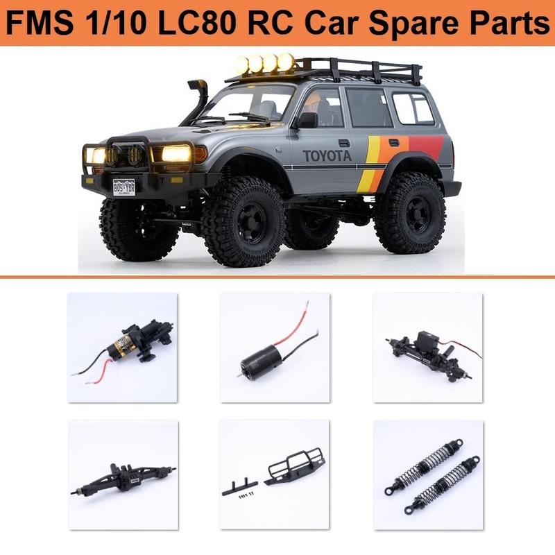 FMS 1/10 FCX10 LC80 RC Car Spare Parts Oil Shock Absorbers Transmission Gear Box Assembly 550 Motor Front Axle Bumper Bracket
