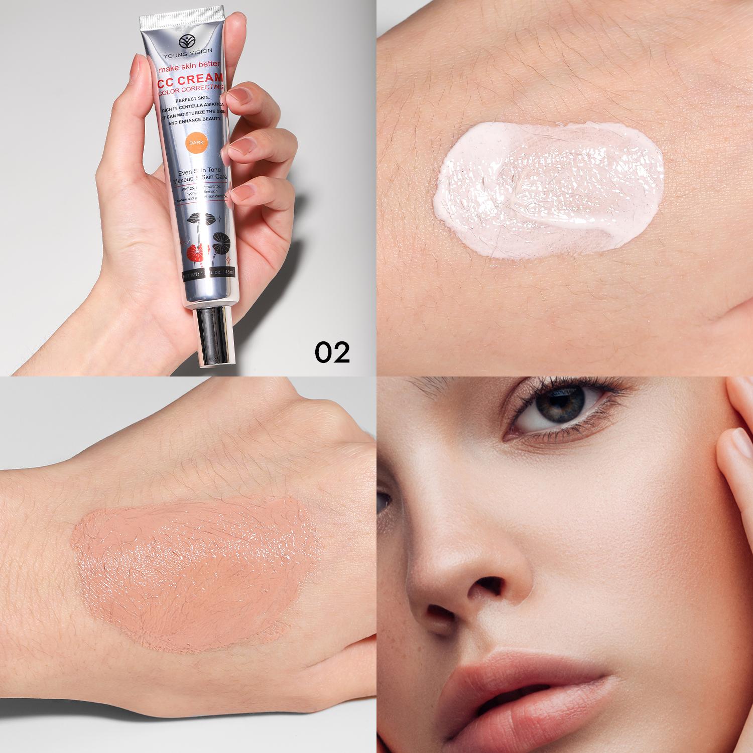 YOUNG VISION 2-Color Light Delicate Repair Color Change Isolation CC Cream Watery Thin Natural Nude Sunscreen Concealer Liquid 8158-02